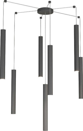 Sospensione-Moderna-Round-Tube-Metallo-Grigio-Antracite-7-Luci-Gu10