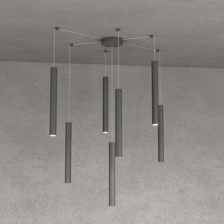 Sospensione-Moderna-Round-Tube-Metallo-Grigio-Antracite-7-Luci-Gu10