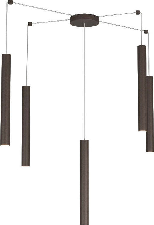 Sospensione-Moderna-Round-Tube-Metallo-Marrone-5-Luci-Gu10