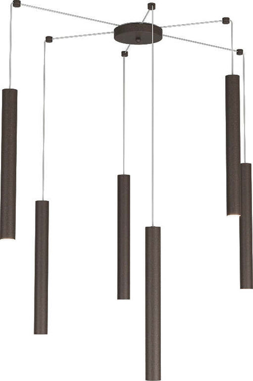 Sospensione-Moderna-Round-Tube-Metallo-Marrone-6-Luci-Gu10