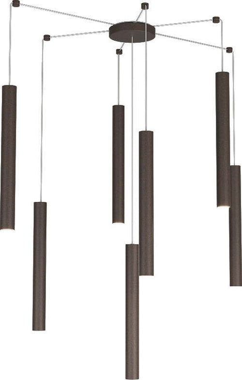 Sospensione-Moderna-Round-Tube-Metallo-Marrone-7-Luci-Gu10