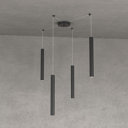 Sospensione-Moderna-Round-Tube-Metallo-Nero-4-Luci-Gu10