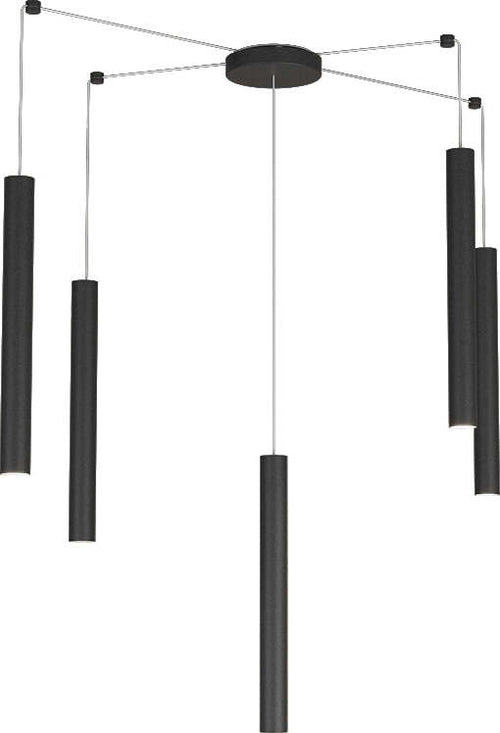 Sospensione-Moderna-Round-Tube-Metallo-Nero-5-Luci-Gu10