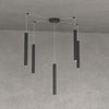 Sospensione-Moderna-Round-Tube-Metallo-Nero-5-Luci-Gu10