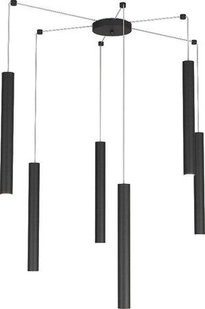 Sospensione-Moderna-Round-Tube-Metallo-Nero-6-Luci-Gu10