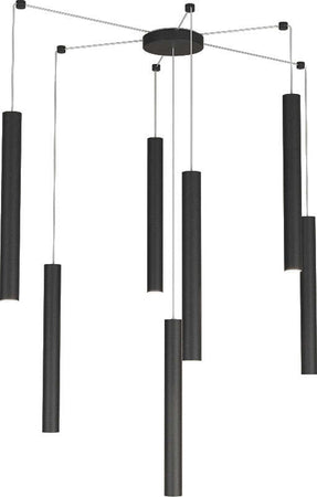 Sospensione-Moderna-Round-Tube-Metallo-Nero-7-Luci-Gu10