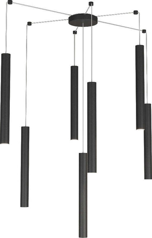 Sospensione-Moderna-Round-Tube-Metallo-Nero-7-Luci-Gu10