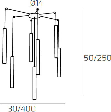Sospensione-Moderna-Round-Tube-Metallo-Nero-7-Luci-Gu10