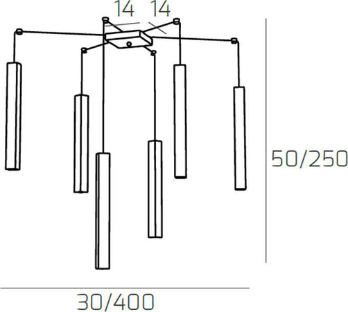 Sospensione-Moderna-Square-Tube-Metallo-Bianco-6-Luci-Gu10