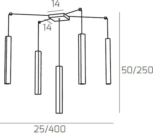 Sospensione-Moderna-Square-Tube-Metallo-Sabbia-5-Luci-Gu10