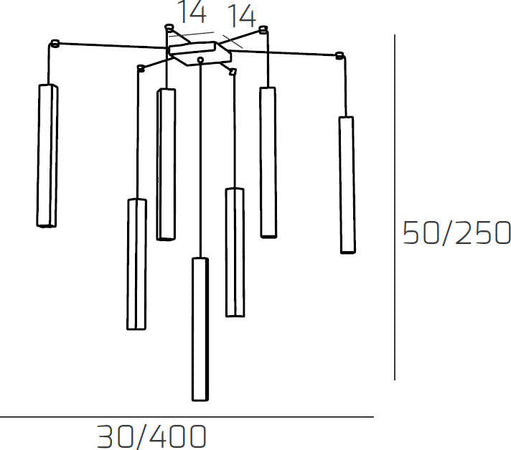 Sospensione-Moderna-Square-Tube-Metallo-Sabbia-7-Luci-Gu10