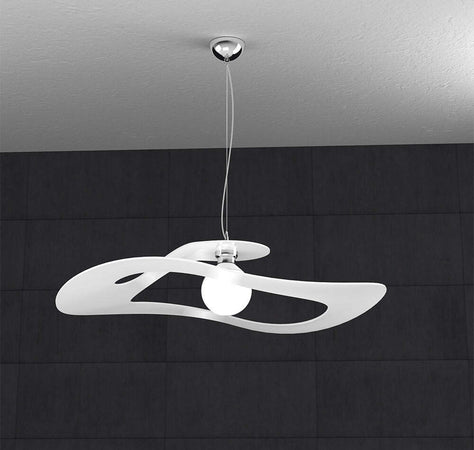 Sospensione-Moderna-Surf-Metallo-Bianco-Vetro-Cromo-1-Luce-E27-D.70Cm