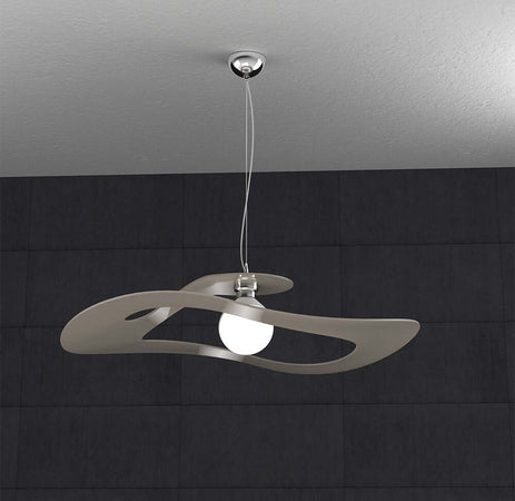 Sospensione-Moderna-Surf-Metallo-Tortora-Vetro-Cromo-1-Luce-E27-D.70Cm