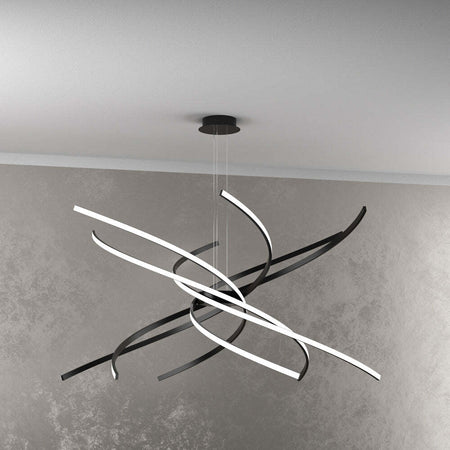 Sospensione-Moderna-Tornado-Alluminio-Nero-Led-88W-D.100Cm-Luce-Naturale