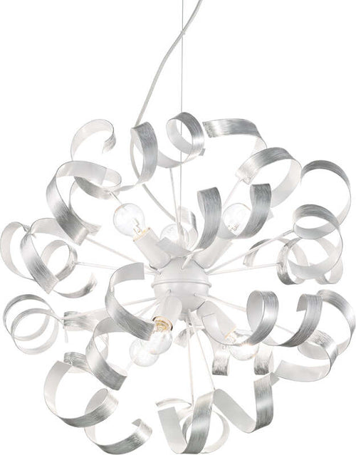 Sospensione-Moderna-Vortex-Metallo-Argento-6-Luci-E14