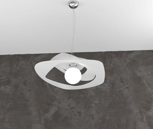 Sospensione-Moderna-Warped-Metallo-Bianco-1-Luce-E27-D.50Cm