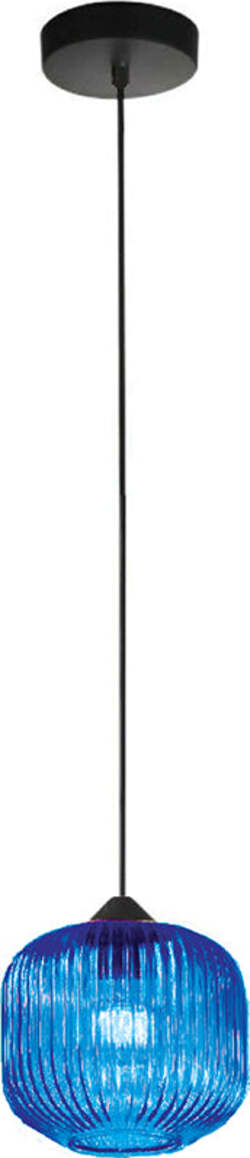 Sospensione-Ovale-Alta-Moderna-Plisse-Azzurra-1-Luce-E27-In-Vetro-Rigato