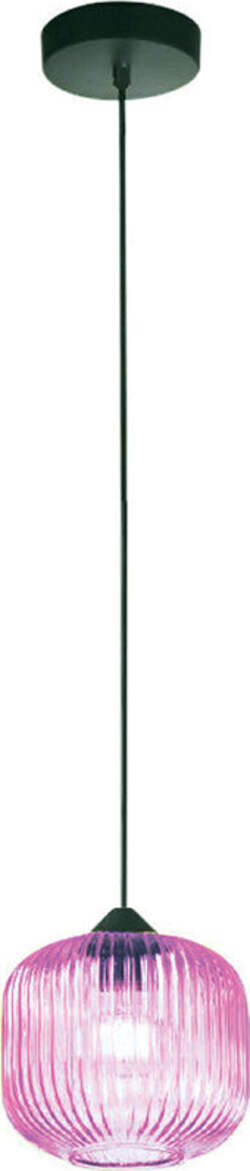 Sospensione-Ovale-Alta-Moderna-Plisse-Rosa-1-Luce-E27-In-Vetro-Rigato