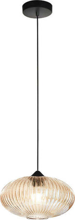 Sospensione-Ovale-Moderna-Plisse-Ambra-1-Luce-E27-In-Vetro-Rigato
