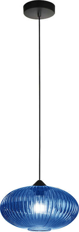 Sospensione-Ovale-Moderna-Plisse-Azzurra-1-Luce-E27-In-Vetro-Rigato