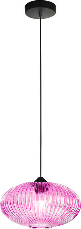 Sospensione-Ovale-Moderna-Plisse-Rosa-1-Luce-E27-In-Vetro-Rigato