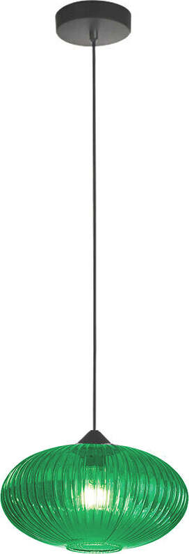 Sospensione-Ovale-Moderna-Plisse-Verde-1-Luce-E27-In-Vetro-Rigato