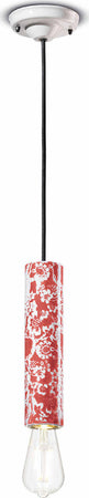 Sospensione-Piccola-Vintage-Decò-Pi-Ceramica-Ming-Rosso-1-Luce-E27