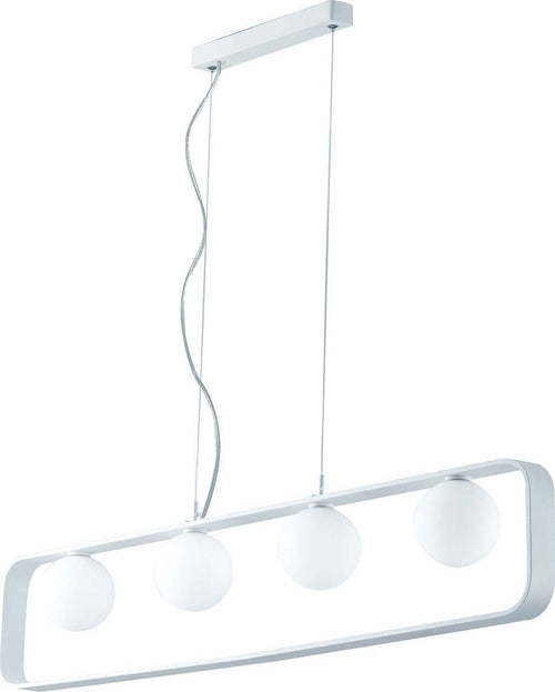 Sospensione Roxy Bianca 4Xg9 100X18X10Cm Illuminazione/Illuminazione per interni/Lampadari lampade a sospensione e plafoniere/Lampade a sospensione Led Mall Home - Napoli, Commerciovirtuoso.it