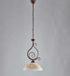 Sospensione-Rustica-1Luce-Ferro-Battuto-Nero-Ruggine-Vetro-Ambra-Serie-Faraone