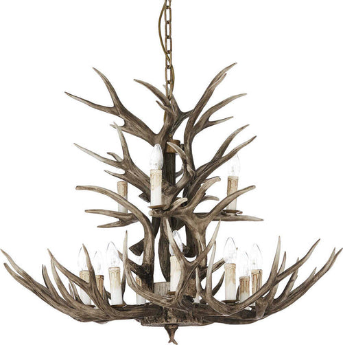 Sospensione-Rustica-Country-Chalet-Metallo-Beige-12-Luci-E14