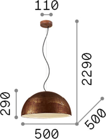 Sospensione-Rustica-Country-Folk-Metallo-Corten-Ruggine-1-Luce-E27-D50Cm