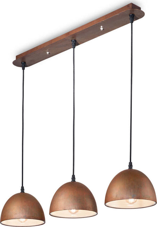 Sospensione-Rustica-Country-Folk-Metallo-Corten-Ruggine-3-Luci-E27