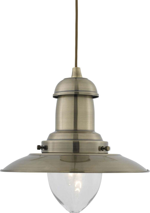 Sospensione-Rustico-Country-Fisher-Man-Acciaio-Adjustable-Vetro-1-Luce-E27