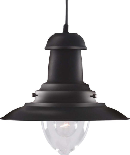 Sospensione-Rustico-Country-Fisher-Man-Acciaio-Nero-Vetro-1-Luce-E27
