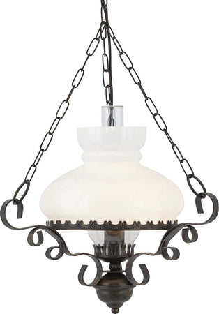 Sospensione-Rustico-Country-Olio-Acciaio-Marrone-Vetro-Bianco-1-Luce-E27
