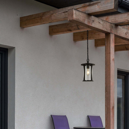 Sospensione-Rustico-Country-Pagoda-Alluminio-Nero-Vetro-Trasparente-1-Luce-E27