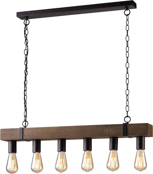 Sospensione Texas Nero 6Xe27 80X10X12,5Cm Illuminazione/Illuminazione per interni/Lampadari lampade a sospensione e plafoniere/Lampade a sospensione Led Mall Home - Napoli, Commerciovirtuoso.it