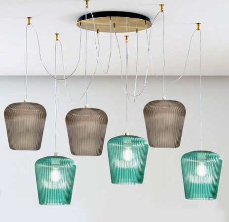 Sospensione-vetro-ambra-verde-Gea-Luce-NUMA-BT6-OT-E27-LED-lampada-soffitto-decentramento-classica