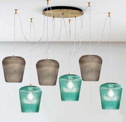 Sospensione-vetro-ambra-verde-Gea-Luce-NUMA-BT6-OT-E27-LED-lampada-soffitto-decentramento-classica