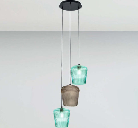 Sospensione-vetro-verde-ambra-Gea-Luce-NUMA-BT3-E27-LED-lampada-soffitto-decentramento-moderna