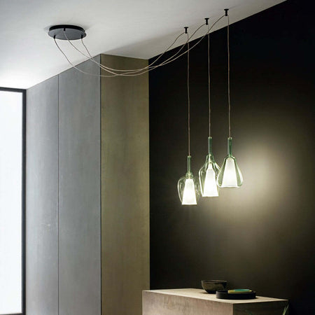 Sospensione-vetro-verde-trasparente-Gea-Luce-OFELIA-S-E27-LED-lampada-soffitto-multiluce