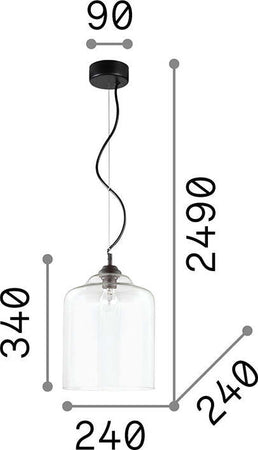 Sospensione-Vintage-Decò-Bistro'-Metallo-Trasparente-1-Luce-E27-D24