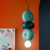 Sospensione-Vintage-Decò-Bumbum-2+1-Elementi-Ceramica-Turchese-Verde-1-Luce-E27