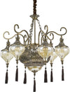 Sospensione-Vintage-Decò-Harem-Metallo-Ottone-Brunito-9-Luci-E27