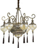 Sospensione-Vintage-Decò-Harem-Metallo-Ottone-Brunito-9-Luci-E27