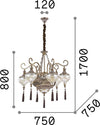 Sospensione-Vintage-Decò-Harem-Metallo-Ottone-Brunito-9-Luci-E27