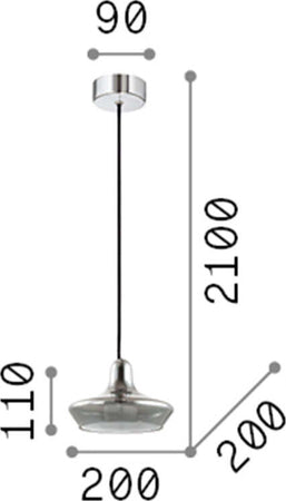 Sospensione-Vintage-Decò-Lido-3-Vetro-Fumè-1-Luce-G9-3W-3000K-Luce-Calda