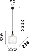 Sospensione-Vintage-Decò-Lord-Metallo-Trasparente-1-Luce-E27