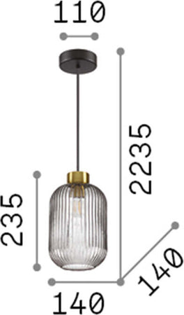 Sospensione-Vintage-Decò-Mint-1-Metallo-Fumè-1-Luce-E27