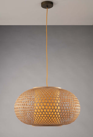 Sospensione Zen Bambu' Naturale 1Xe27 60X35Cm Illuminazione/Illuminazione per interni/Lampadari lampade a sospensione e plafoniere/Lampade a sospensione Led Mall Home - Napoli, Commerciovirtuoso.it